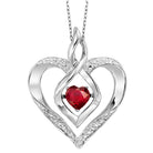 synthetic garnet heart infinity symbol rol rhythm of love pendant in sterling silver