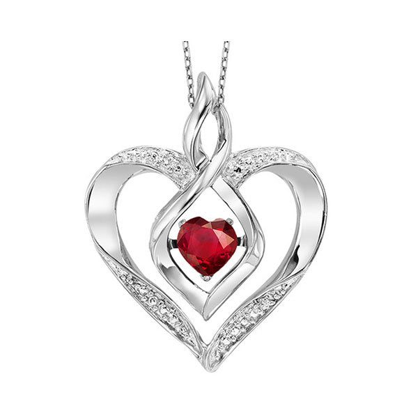 synthetic garnet heart infinity symbol rol rhythm of love pendant in sterling silver