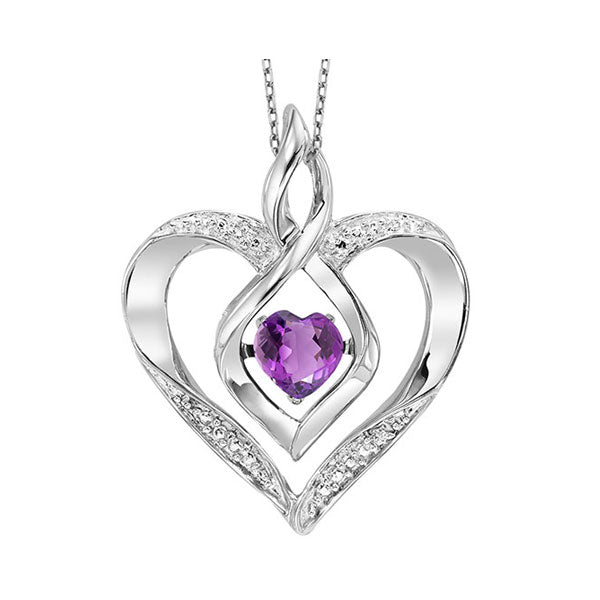 synthetic amethyst heart infinity symbol rol rhythm of love pendant in sterling silver