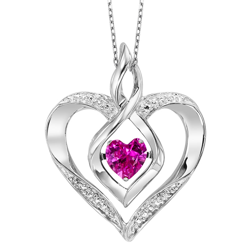 synthetic pink tourmaline heart infinity symbol rol rhythm of love pendant in sterling silver