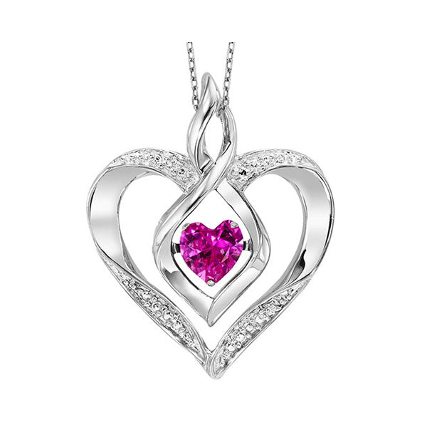 synthetic pink tourmaline heart infinity symbol rol rhythm of love pendant in sterling silver