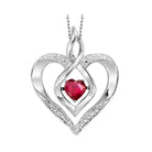 synthetic ruby heart infinity symbol rol rhythm of love pendant in sterling silver