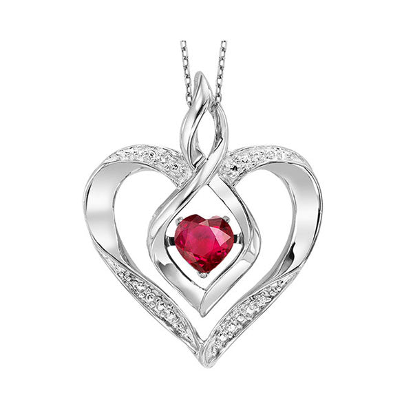 synthetic ruby heart infinity symbol rol rhythm of love pendant in sterling silver