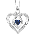 synthetic sapphire heart infinity symbol rol rhythm of love pendant in sterling silver