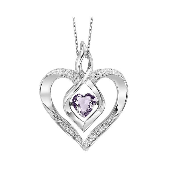 diamond & synthetic alexandrite heart infinity symbol rol rhythm of love pendant in sterling silver