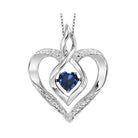 synthetic sapphire heart infinity symbol rol rhythm of love pendant in sterling silver