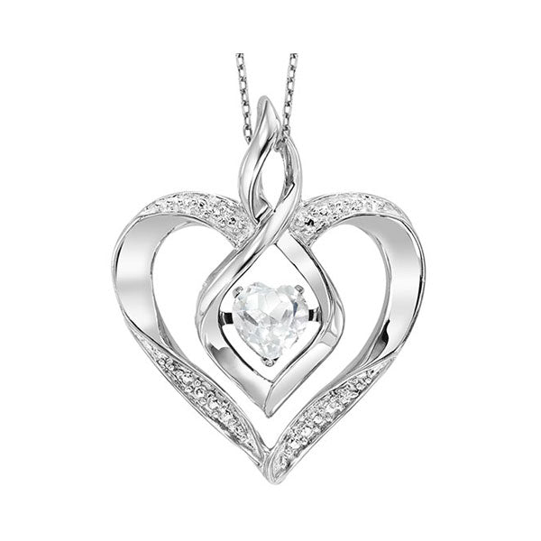 synthetic white topaz heart infinity symbol rol rhythm of love pendant in sterling silver