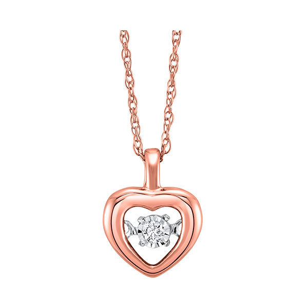 diamond heart pendant in 10k rose gold