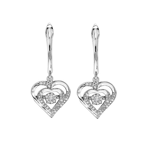 diamond rol rhythm of life double heart dangle earrings in sterling silver