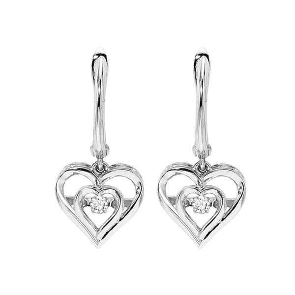 sterling silver rhythm of love prong diamond earrings 1/25ct