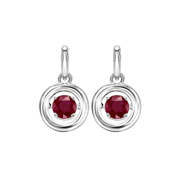 ruby birthstone rol rhythm of life dangle earrings in sterling silver