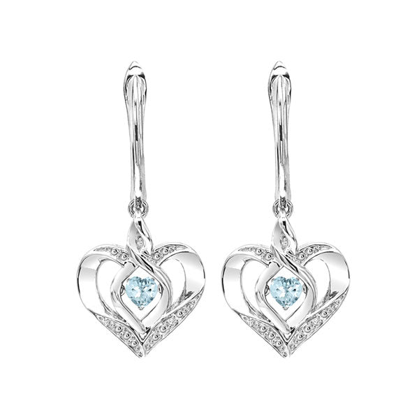 aquamarine heart earrings in sterling silver