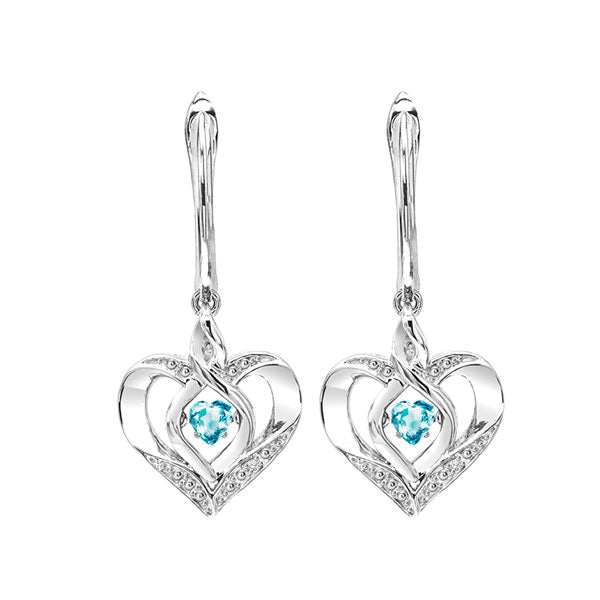 blue topaz heart earrings in sterling silver