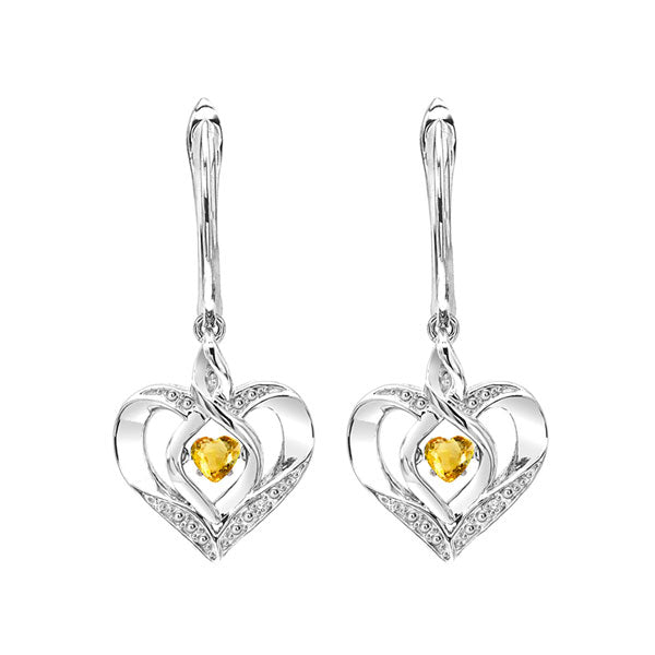 citrine heart earrings in sterling silver