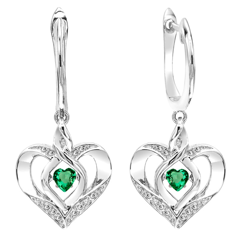 sterling silver rol prong emerald earrings