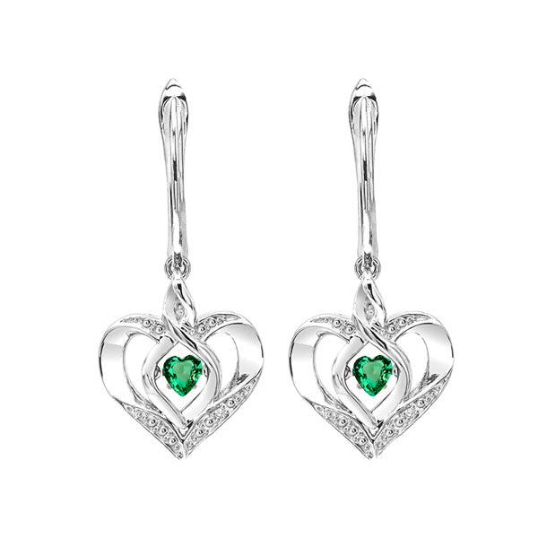 emerald heart earrings in sterling silver