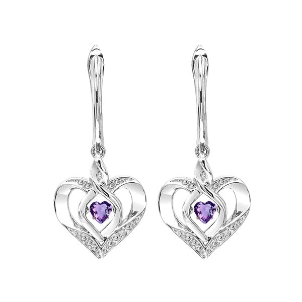 amethyst heart earrings in sterling silver