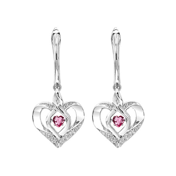 pink tourmaline heart earrings in sterling silver