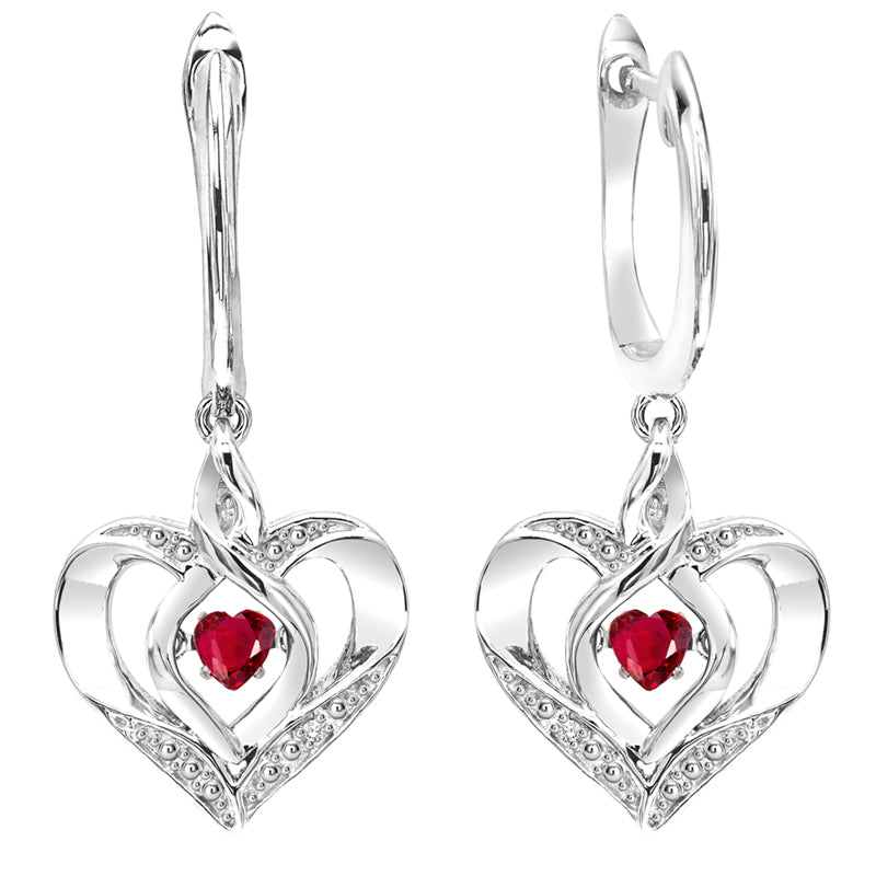 sterling silver rol prong ruby earrings 3/500ct