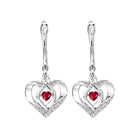 ruby heart earrings in sterling silver