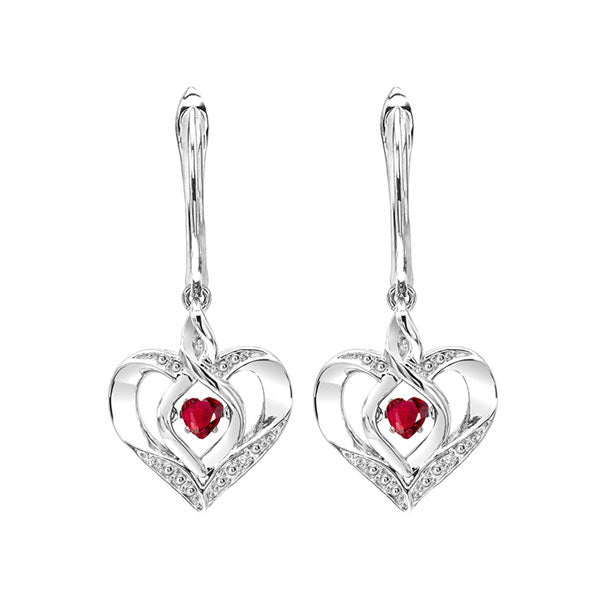 ruby heart earrings in sterling silver