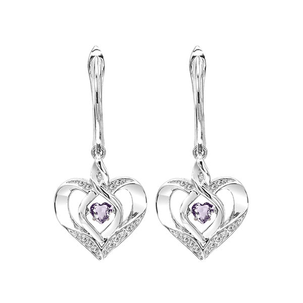 synthetic alexandrite heart earrings in sterling silver