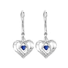 sapphire heart earrings in sterling silver