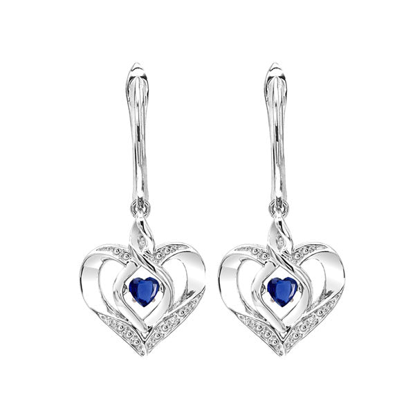 sapphire heart earrings in sterling silver