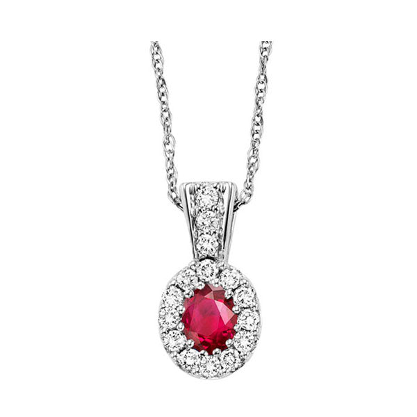 14k white gold color ensembles halo prong ruby pendant 1/8ct