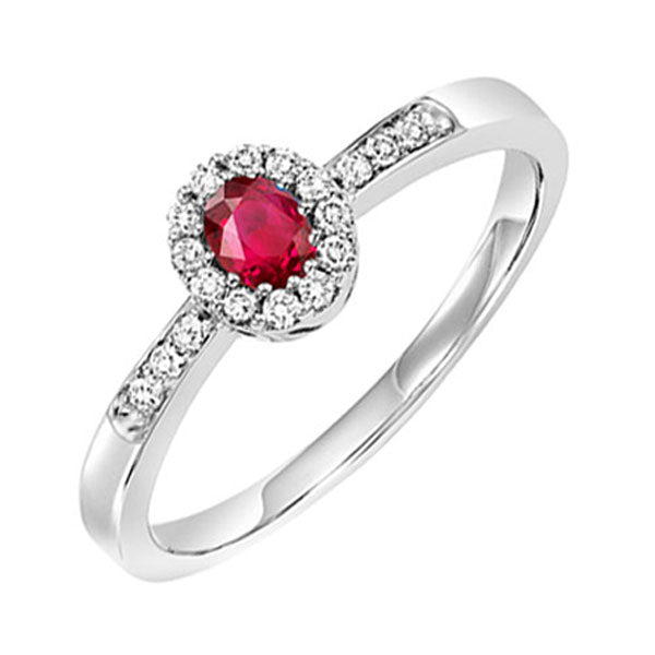 14k white gold color ensembles halo prong ruby ring 1/6ct