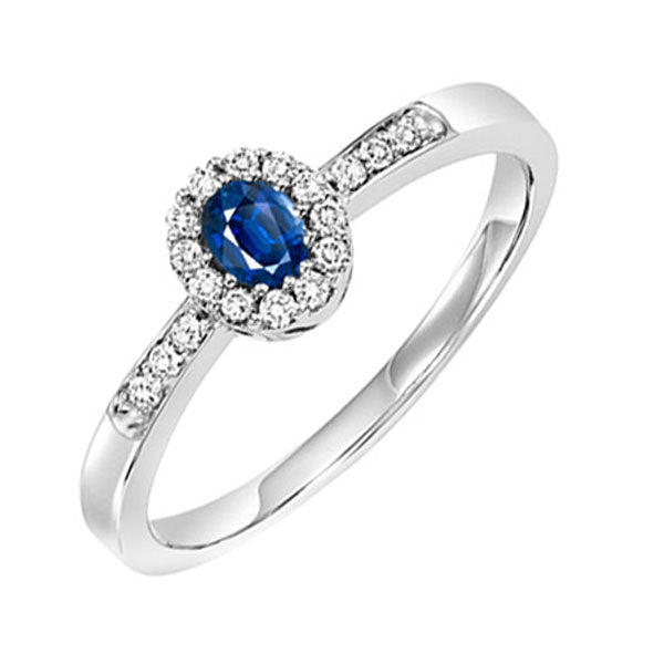 14k white gold color ensembles halo prong sapphire ring 1/6ct