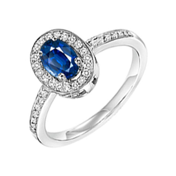 14k white gold halo prong sapphire ring (1/5 ct. tw.)