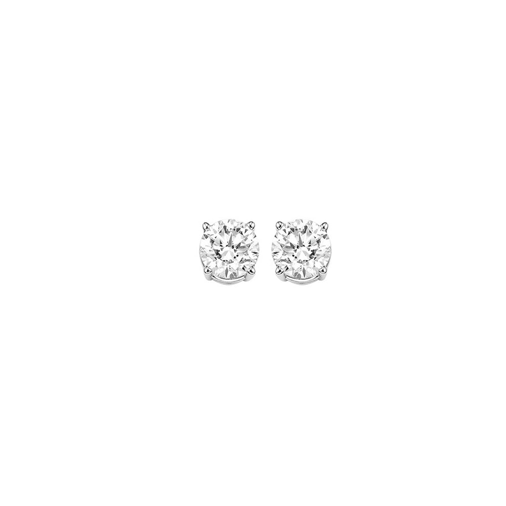 diamond round classic solitaire stud earrings in 14k white gold (1/4 ctw)