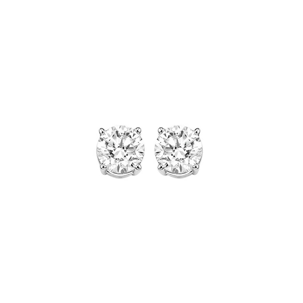 diamond round classic solitaire stud earrings in 14k white gold (1/2 ctw)