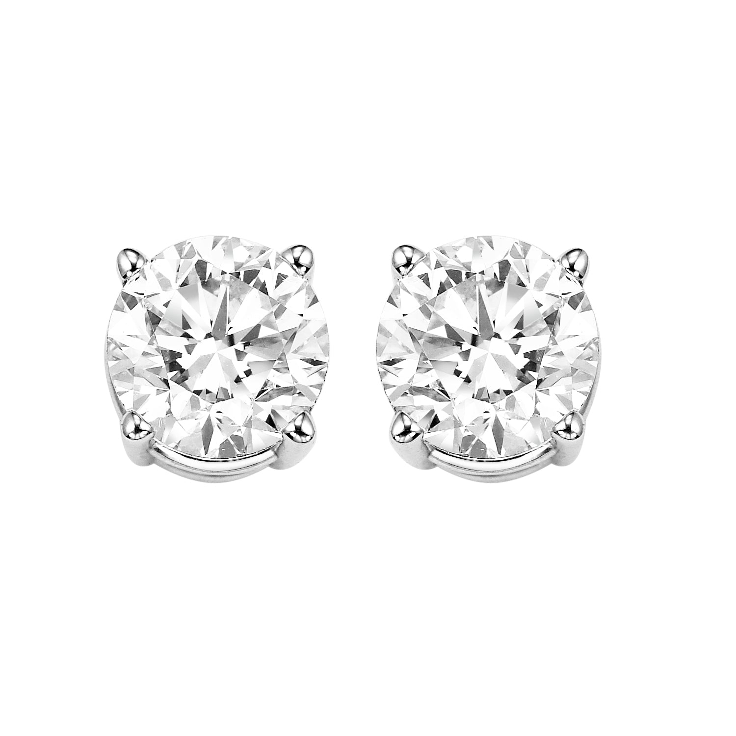 diamond round classic solitaire stud earrings in 14k white gold (3/4 ctw)