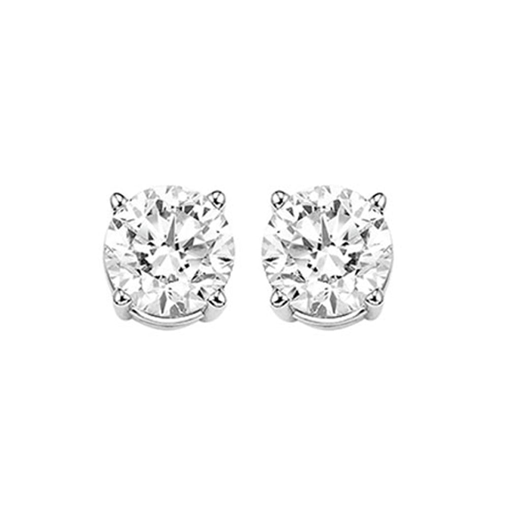 diamond round classic solitaire stud earrings in 14k white gold (1 ? ctw)