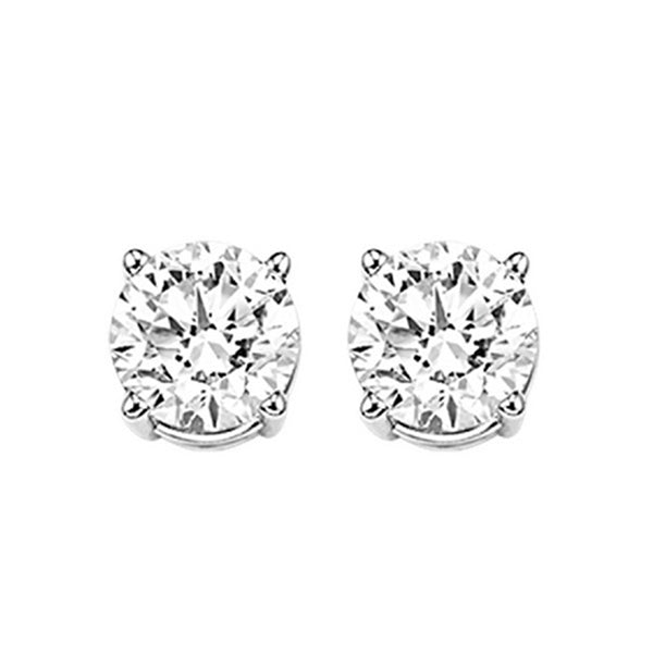 diamond round classic solitaire stud earrings in 14k white gold (2 ctw)