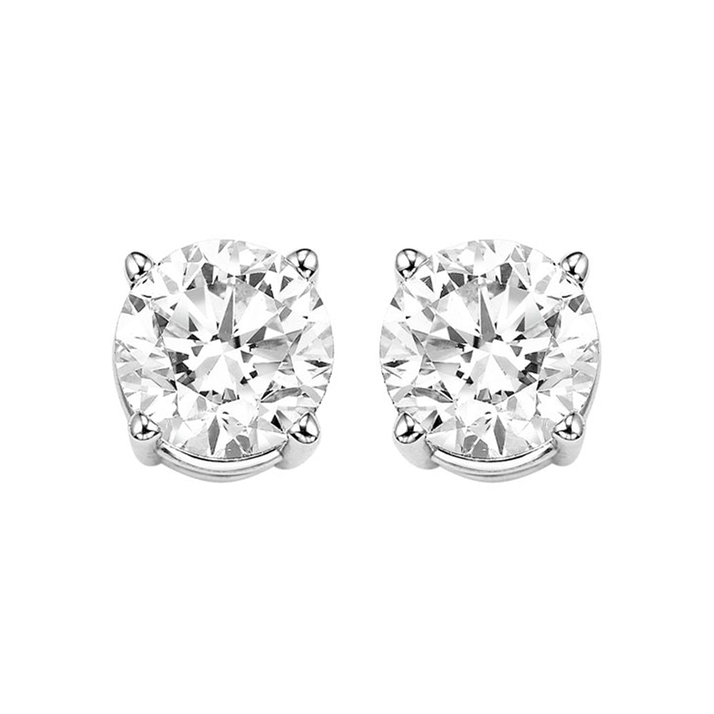 diamond round classic solitaire stud earrings in 14k white gold (2 ctw)