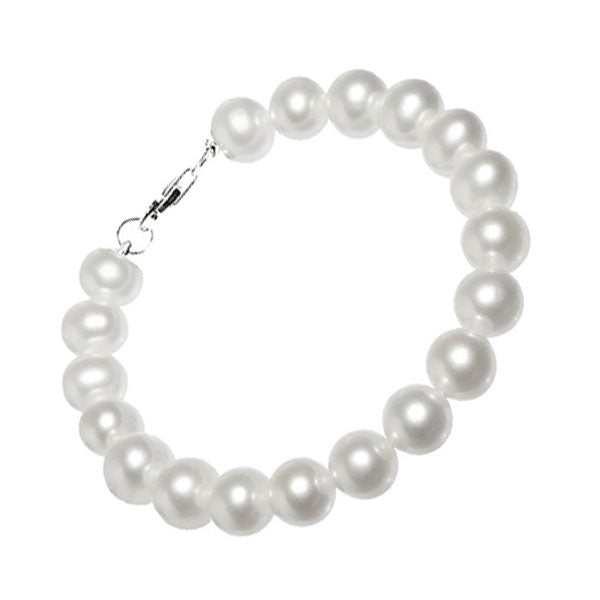 classic cultured white pearl bracelet in sterling silver