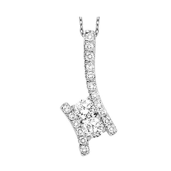 twogether two stone diamond pendant in 14k white gold (1 ct. tw.)