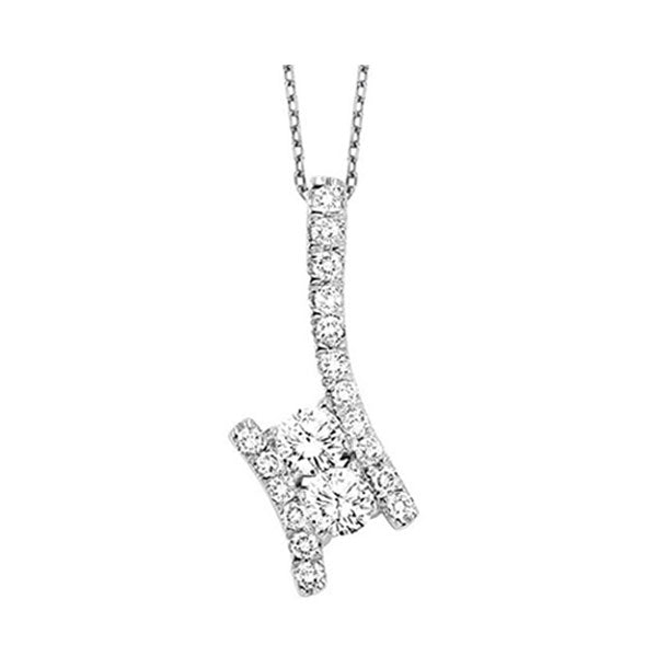 twogether two stone diamond pendant in 14k white gold (1/4 ct. tw.)