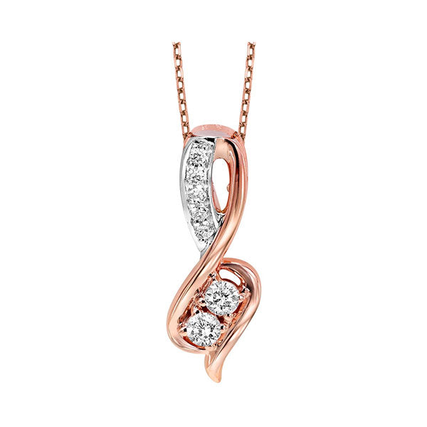 diamond anniversary 2-stone infinity pendant necklace in 14k two-tone gold (1/5 ctw)