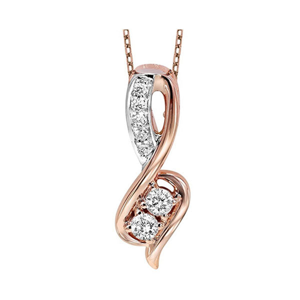 diamond anniversary 2-stone infinity pendant necklace in 14k two-tone gold (1/2 ctw)