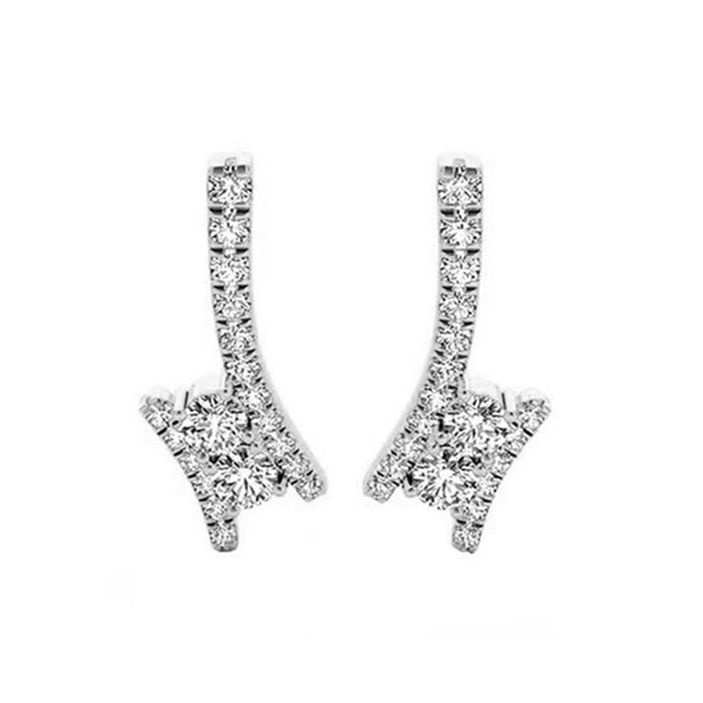 twogether diamond drop earrings in 14k white gold (1 ct. tw.)