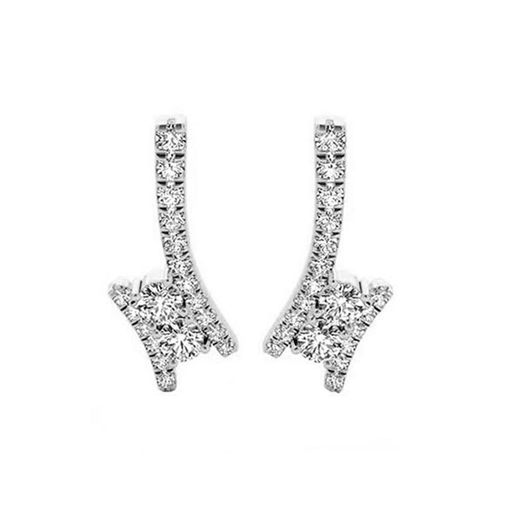 twogether diamond drop earrings in 14k white gold (3/4 ct. tw.)