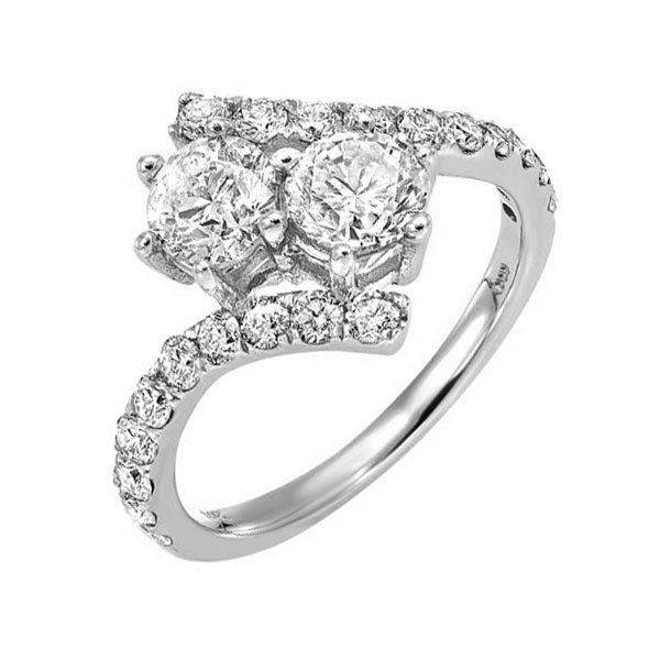 Two Tone Six Prong Round Diamond Solitaire Engagement Ring with Diamond  Wedding Band - Dianna Rae Jewelry