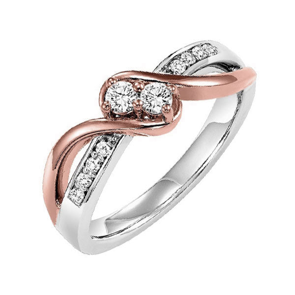 diamond anniversary 2-stone bypass ring in 14k two-tone gold (1/5 ctw)