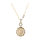 14KY Circular Diamond Pendant with Paperclip Chain 1/3 CTW