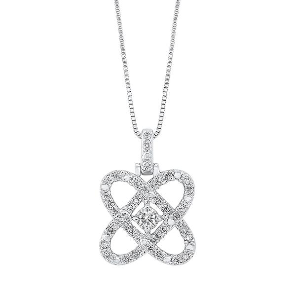 diamond infinity love heart knot pendant necklace in sterling silver (1/4ctw)