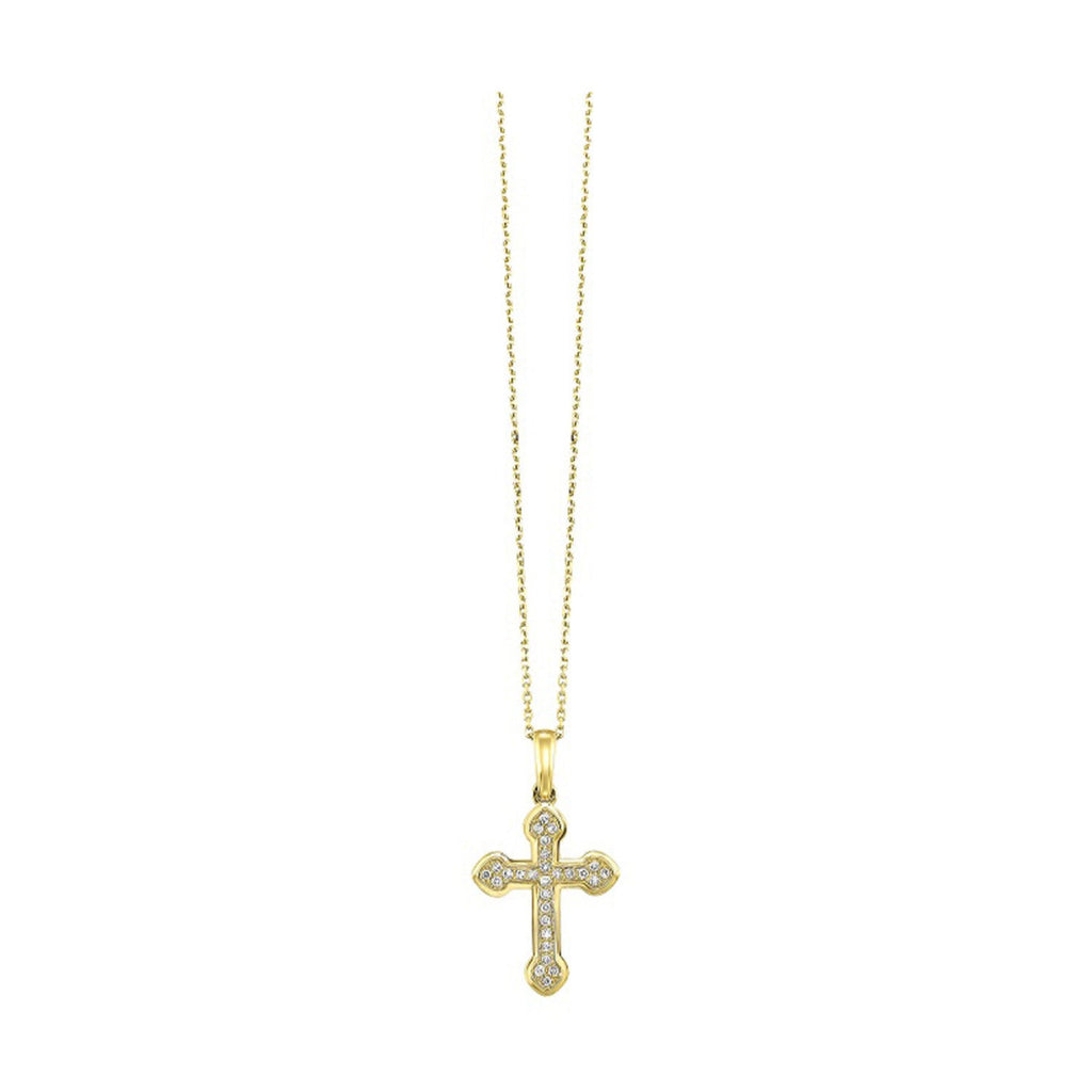 14K Yellow Gold Diamond Cross Pendant